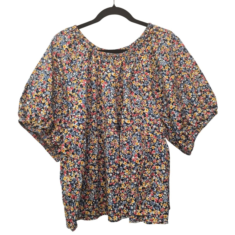 Old Navy XXL Floral Peasant Blouse | Cottagecore Boho Romantic Puff Sleeve Top
